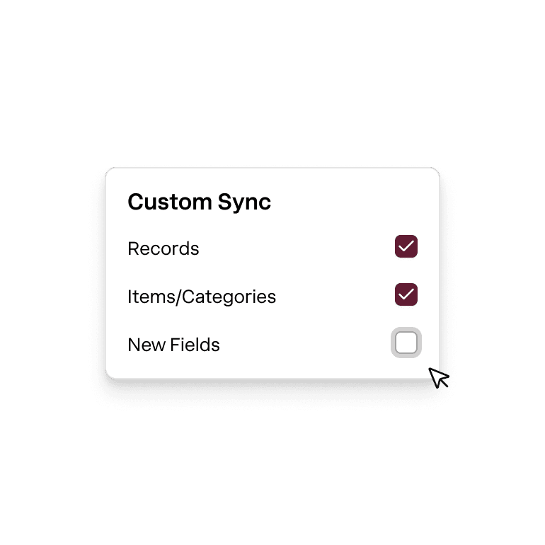 Controls for customizing which records sync to QuickBooks Online