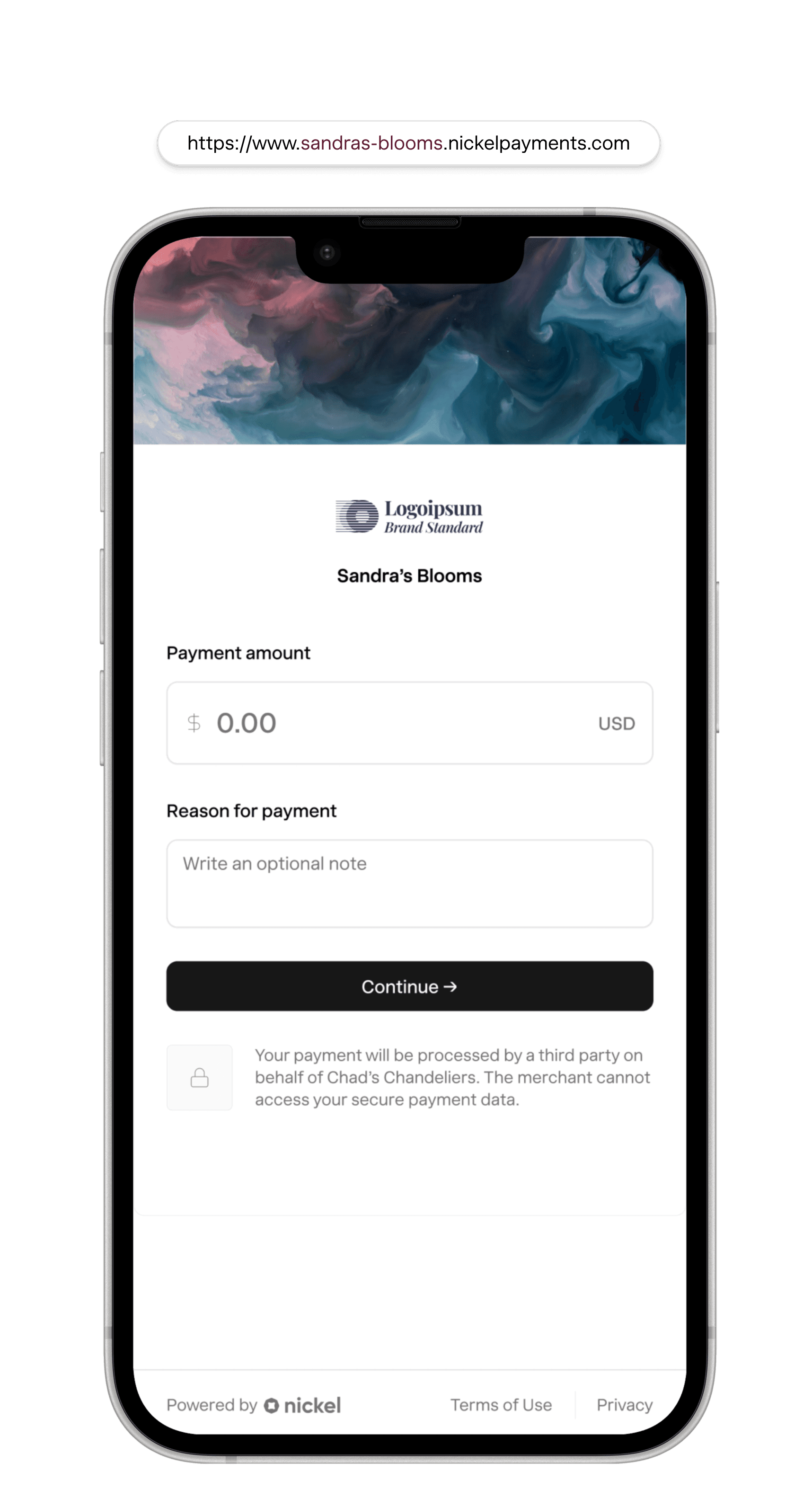 Hosted payment page accepting card and ACH around the clock