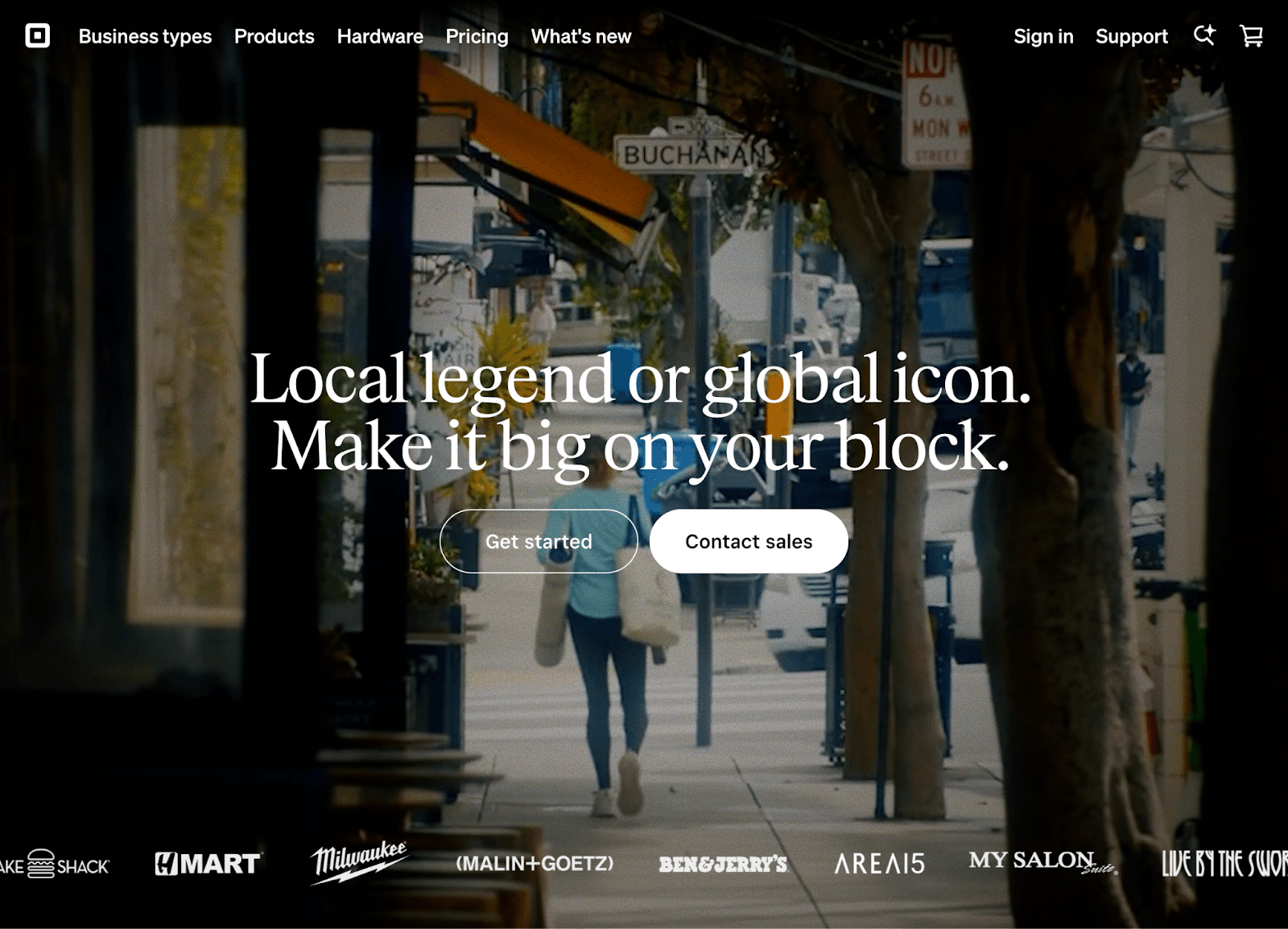 Square payment processing homepage, a Melio alternative for in-person and online sales